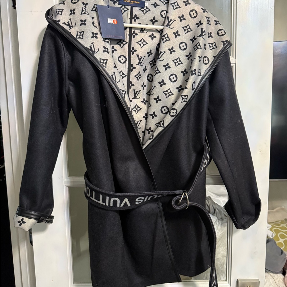 Black Trench Coat with Monogram Lining